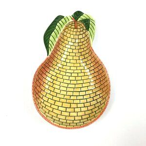 Mosaic Pear Shaped Bowl Decorative Tray Dish Square Tile Orange Green CA